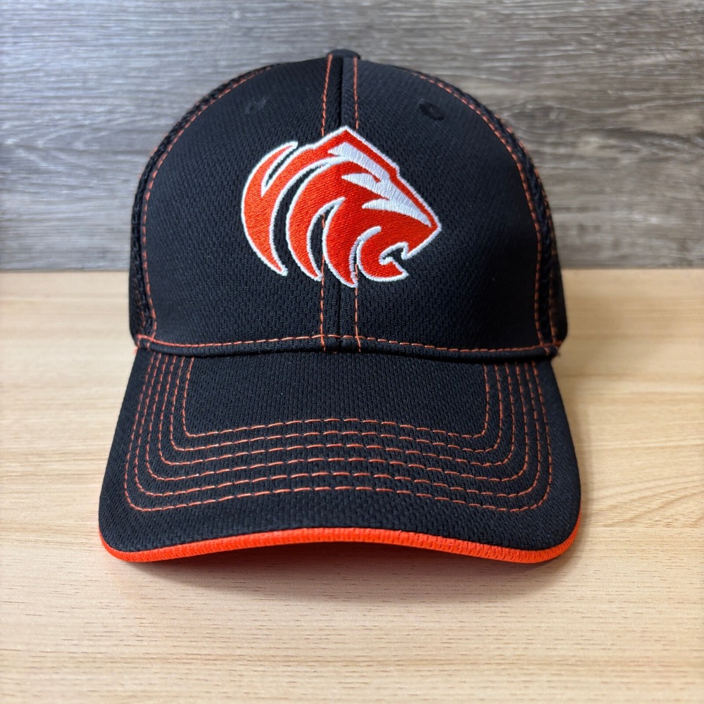 Pacific Headwear Hat Cap Strap Back Black Orange Logo Adjustable